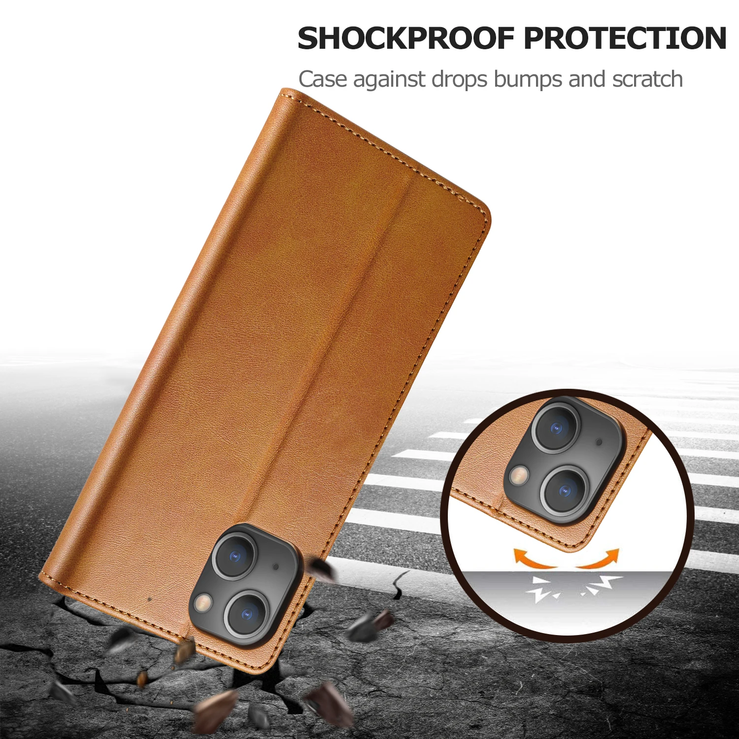 Flip-Leder-Brieftaschenhülle für iPhone 18 17 16 15 14 13 12 11 Pro Max 17E XS XR Air 8 7 Plus mit Visitenkartenfach, Handyhülle – Detail 2