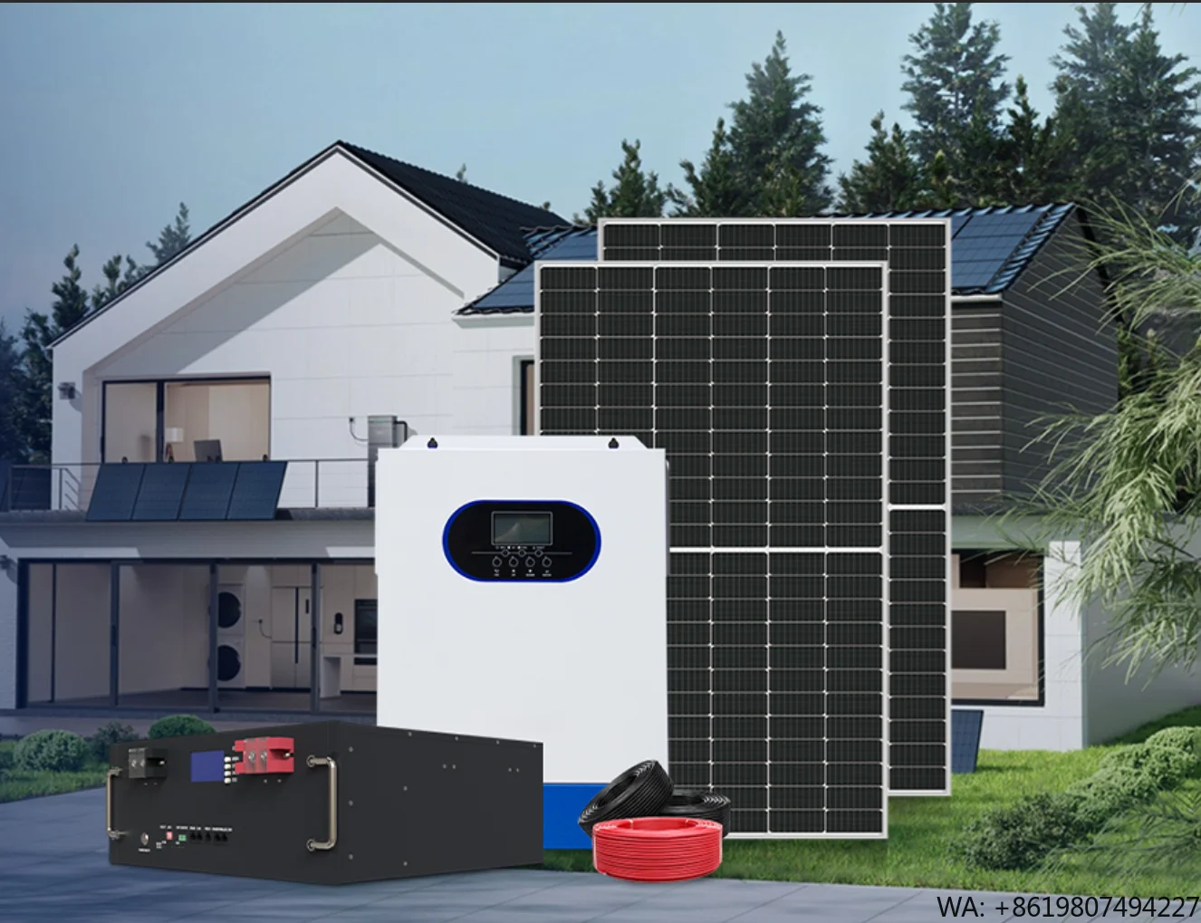 10KW Home Hybrid Solar System All-in-1 15KWh Lifepo4 Battery OnOff GridFor Appliances Refrigerator Air Conditioner PowerSupply