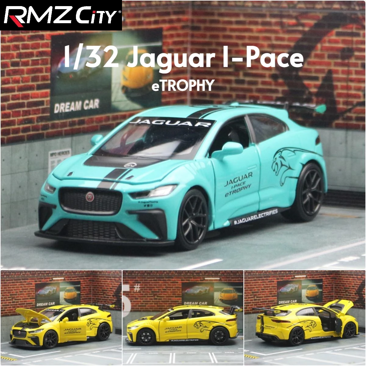 

Коллекция 1/32 года, внедорожник Jaguar I-Pace eTROPHY, модель автомобиля RMZ, литый под давлением искусственный звук и фотография, коллекционный подарок для детей