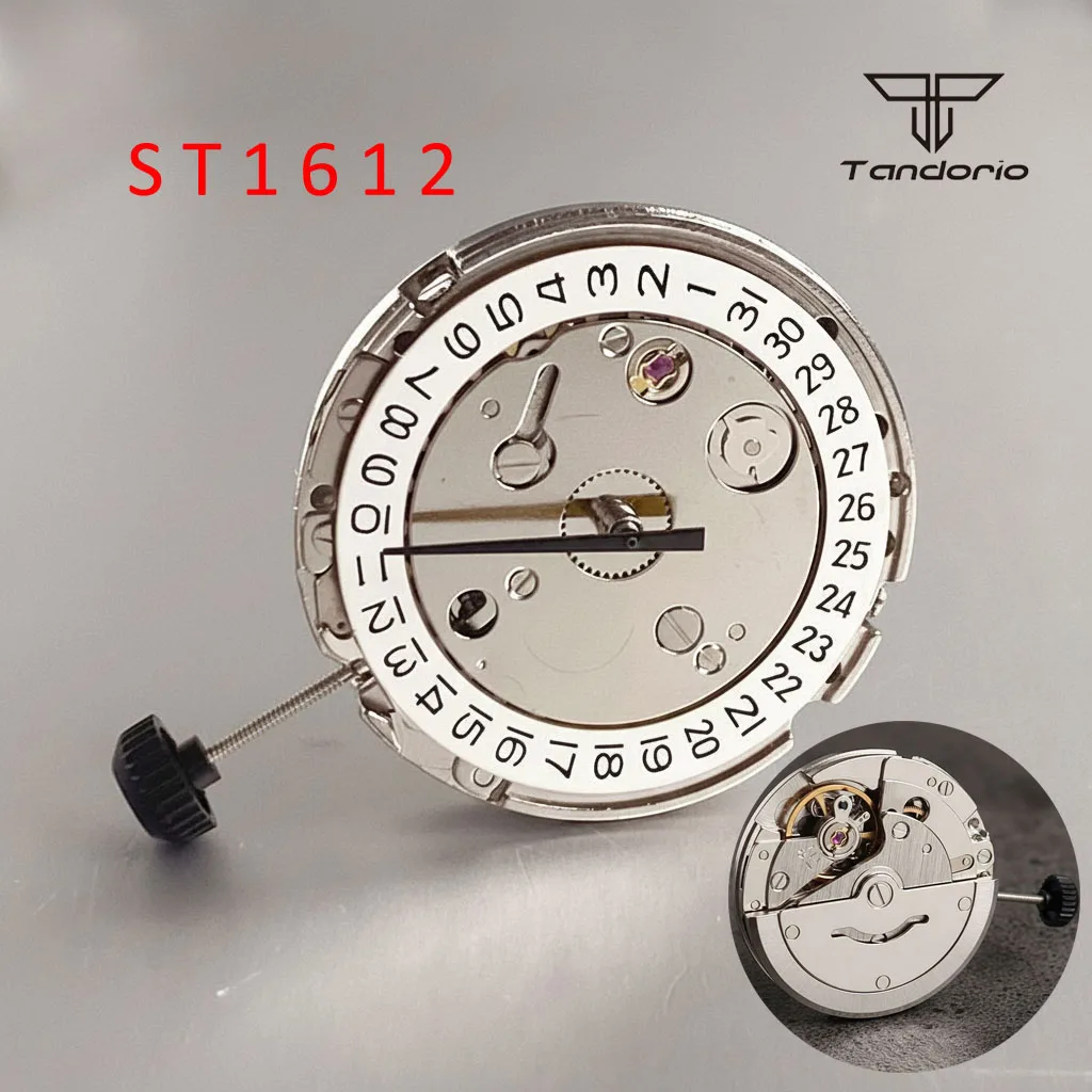 

ST1612 Механический автоматический механизм часов 21600VPH Высокая точность 21 драгоценный камень Механизм морской чайки Белый колесо даты Детали наручных часов