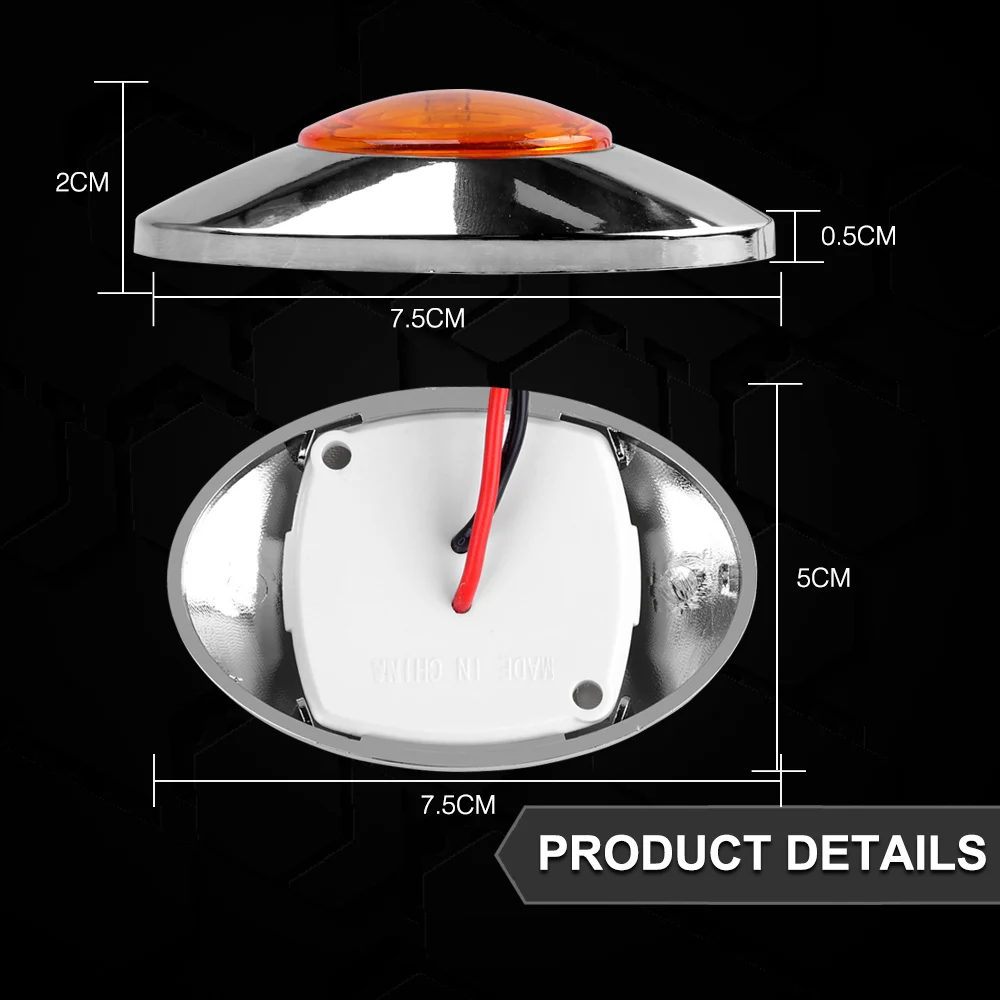2pcs Trailers RVs Pickups Tow Tractors Campers Lorries 12V 3 Inch Flush Mount Oval Side LED Marker Light  Clearance Lamp