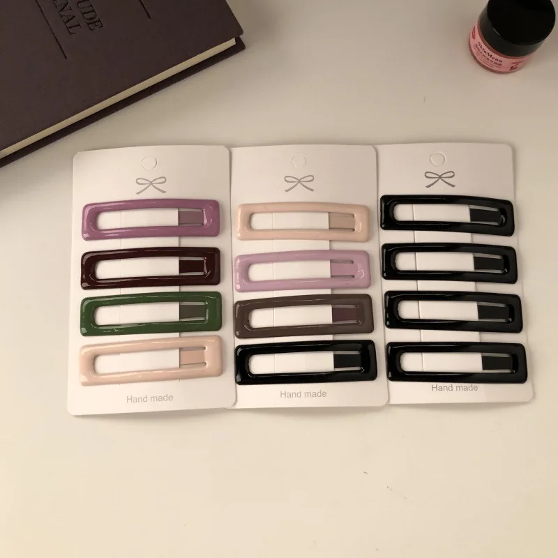 

4pc Sweet Solid Square Cute Simple Style BB Hairpin Hair Side Clips for Girls Women Korean Hair Accessories