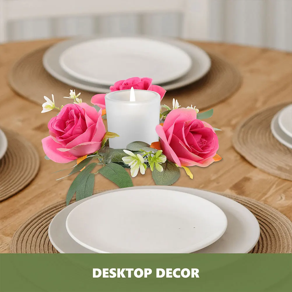 

2Pcs Artificial Wreath Rings Decorative Lightweight Floral Arrangement Table Placement Photo Props Venue Layout