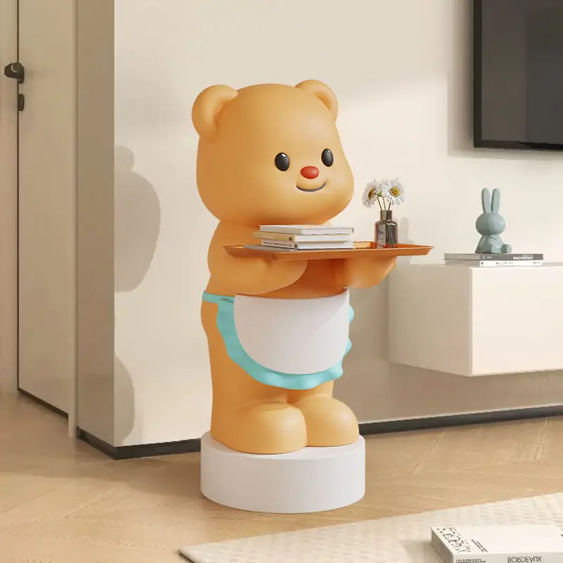 

Living room bear cute oversized floor ornaments tray decorations next to a few sofas in the entrance large housewarming gifts