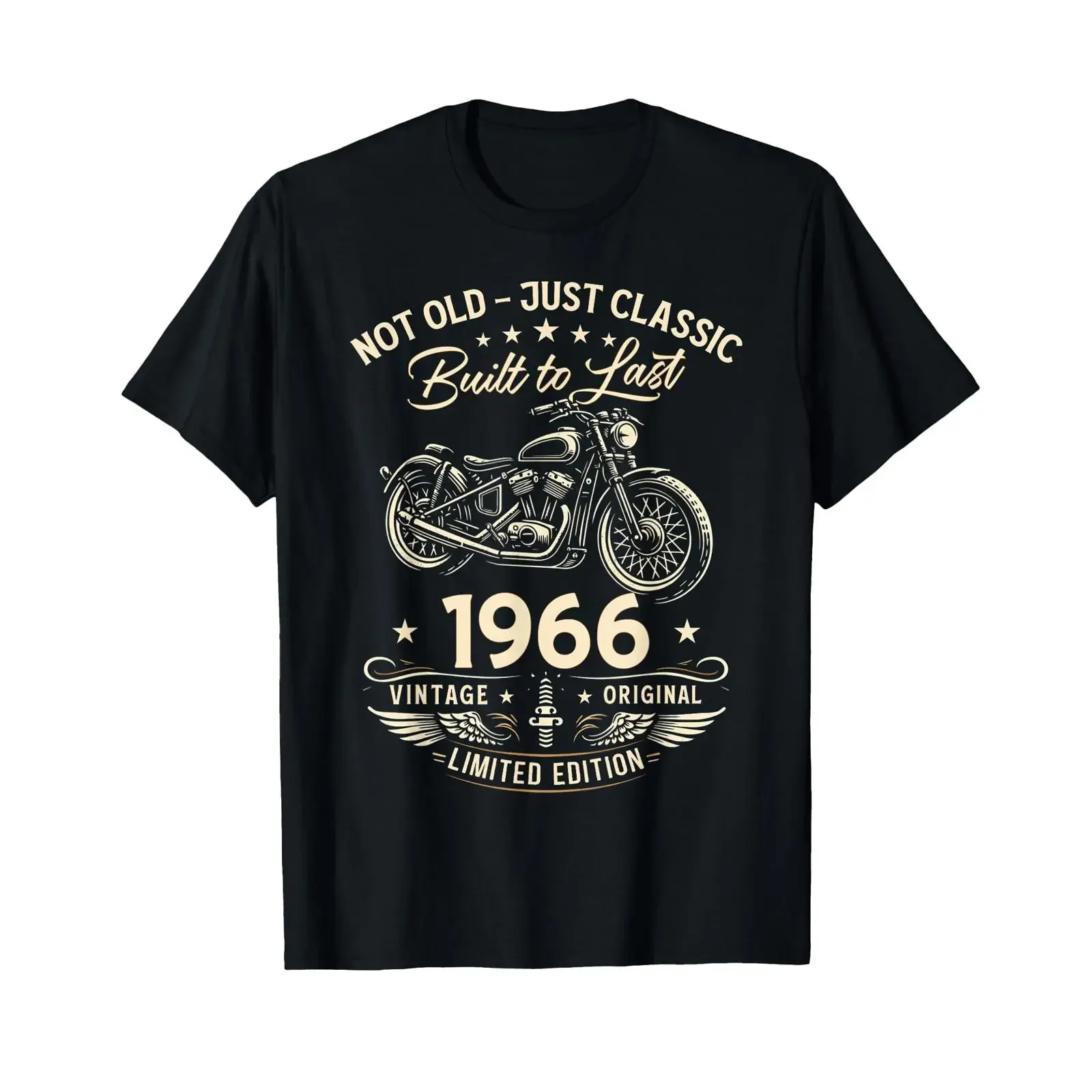 60 Geburtstag Mann Geschenk Motorrad Motorradfahrer 1966 T Shirt vintage Washed Top For Everyday Wear Unisex Soft Breathable