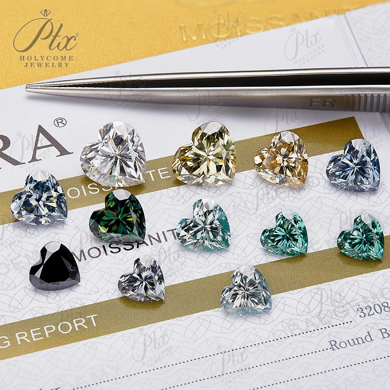 

Moissanite Diamond Heart Shape Brillant VVS1 Clarity Multicolor Loose Gemstone Beads For Women Jewelry Making Materials Charms