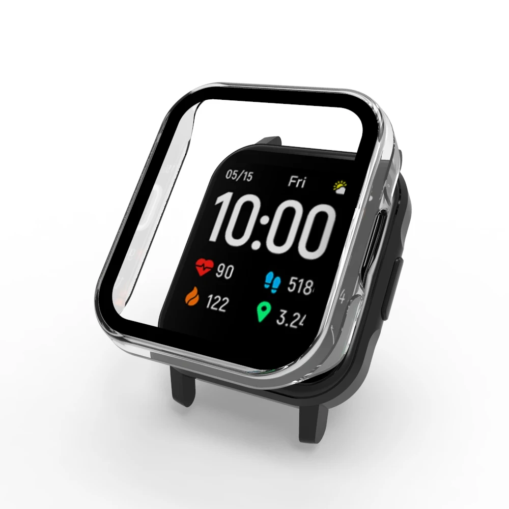Película protectora de vidrio para reloj inteligente Haylou LS02, carcasa de vidrio duro Edge, accesorios de cubierta protectora