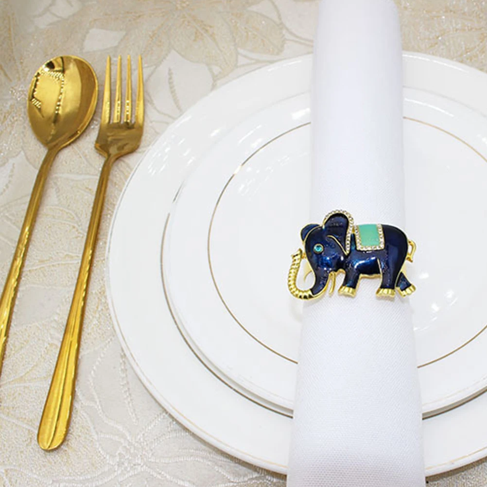 

4pcs Napkin Rings Table Decorations Anti Rust Alloy Practical Clips Bridal Shower Wedding Party Elegant Buckles Elephant Style