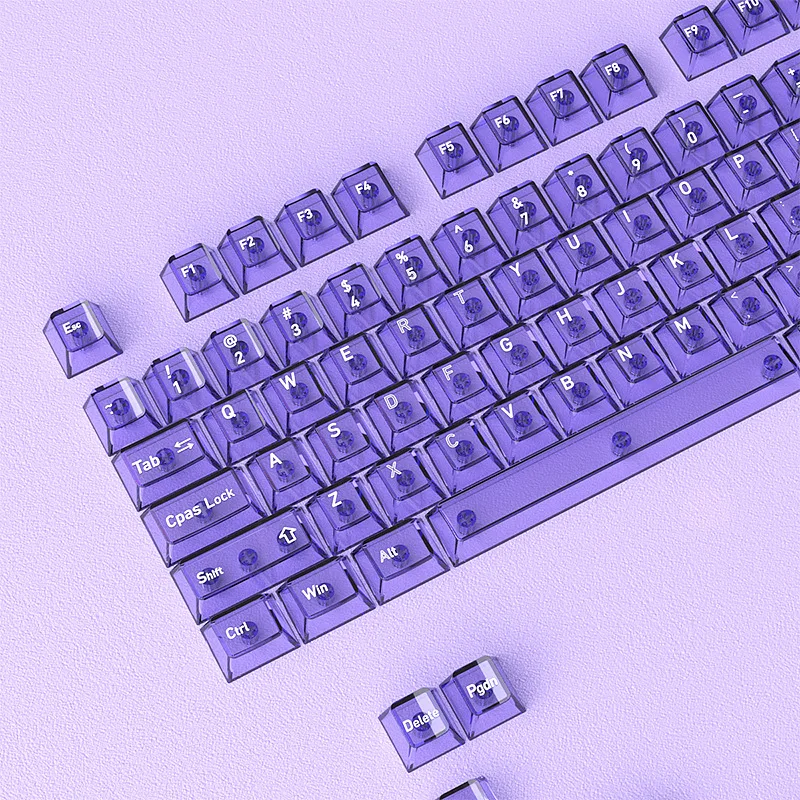 

119 Key Purple RGB Backlit Clear Transparent PC Keycaps UV Printing Crystal Keycap Cherry Profile for MX Switches Gamer Keyboard