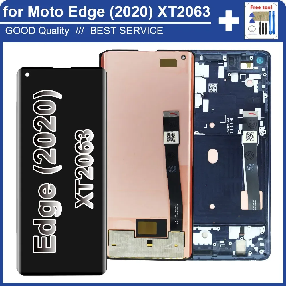 Pop nuevo AMOLED LCD para Motorola Edge 2020 XT2063 pantalla LCD reemplazo del digitalizador de pantalla táctil para Moto Edge 2020 LCD con Fram