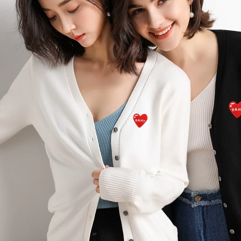 brand Long Sleeve 100% Pure Merino Sweaters Wool Spring Autumn Cashmere Women Knitted V-Neck Top Cardigan Clothing Tops