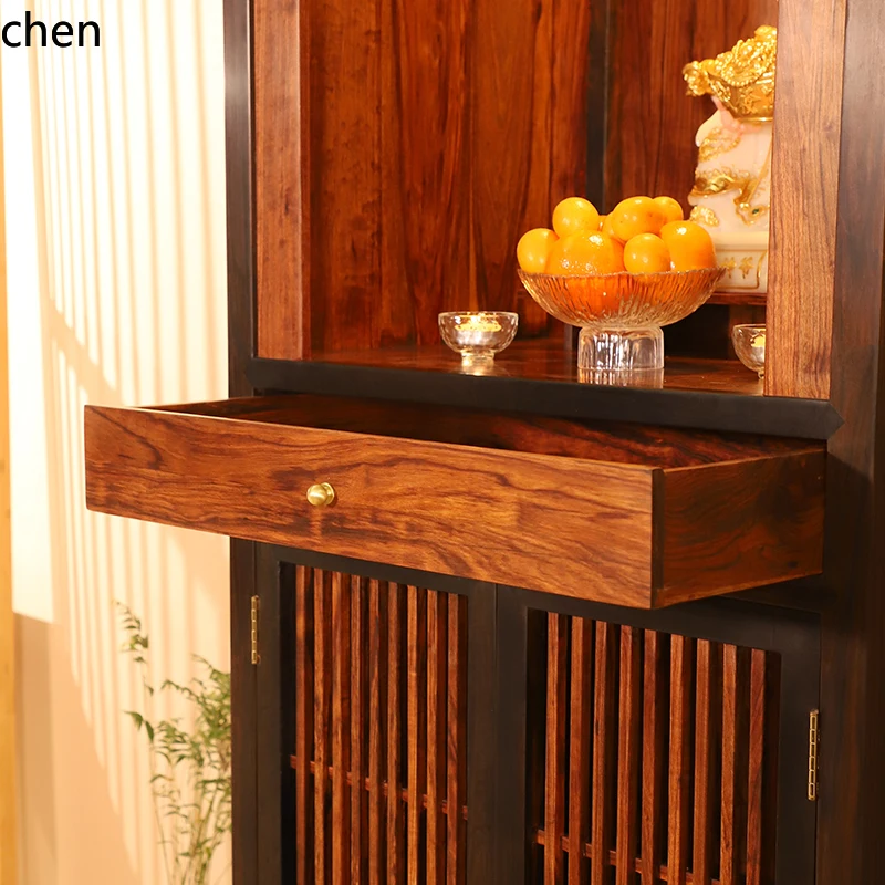 YFY  Solid Wood Buddha Shrine Cabinet Red Wood Offering Table Guanyin God of Wealth Home Buddha Cabinet Incense Table