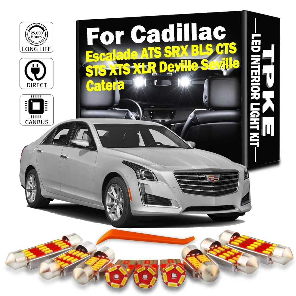 For Cadillac Escalade Deville Seville Catera ATS SRX BLS CTS STS XTS XLR Canbus Car Accessories Interior LED Bulbs Map Light Kit