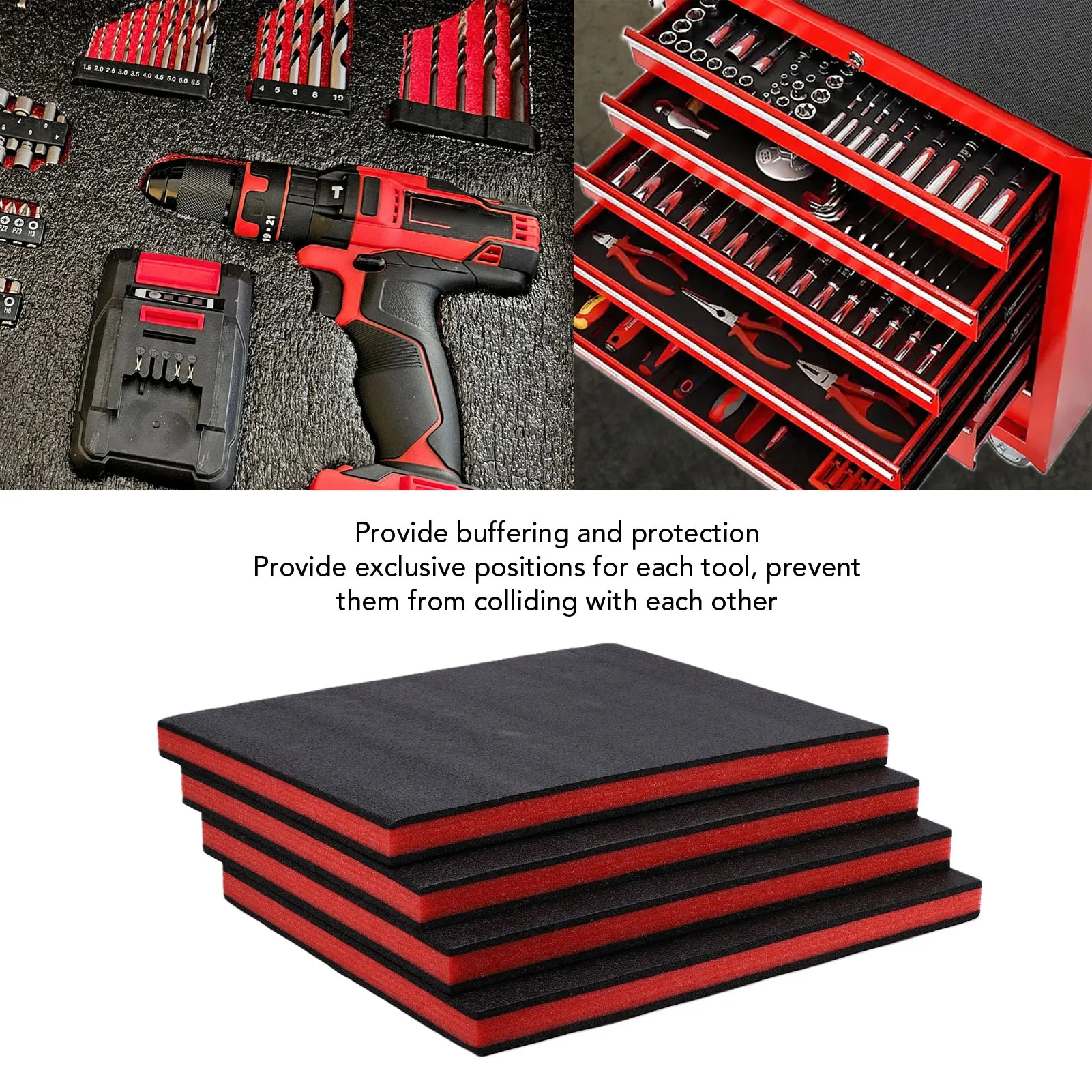 Kit com 4 Espumas de Polietileno Recortáveis para Caixas de Ferramentas e Gavetas Rígidas - 50x40x3,5cm