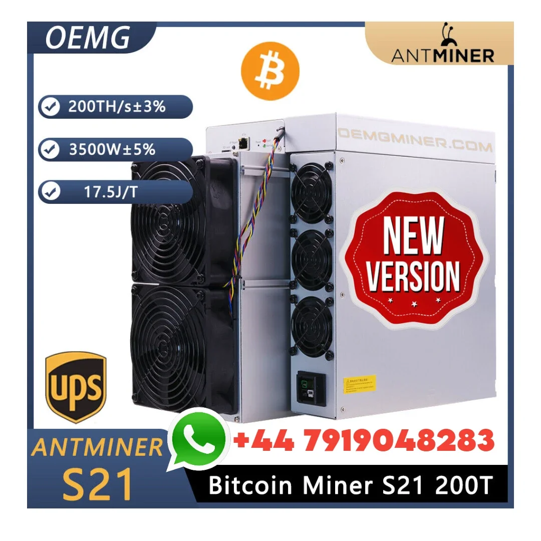 

Q1 New Bitmain Antminer S21 200Th 3500W BTC/BCH/BSV SHA256 Air-Cooling Miner Bitcoin ASIC Miner