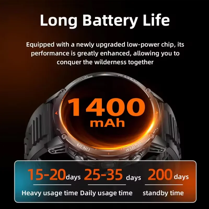 2026 New T-Rex3 Pro 1400mAh Battery Smart Watch GPS path 5ATM Waterproof Sports Run tracker Outdoors Compass Military Smartwatch view 5