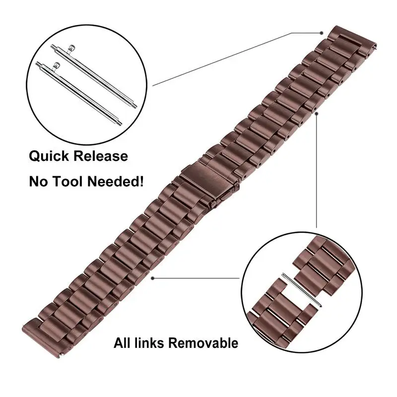 Solid Stainless Steel Watchband 20mm 22mm for Samsung Galaxy Watch 3 41mm 45mm Band Watch3 Quick Release Strap Mystic Bronze