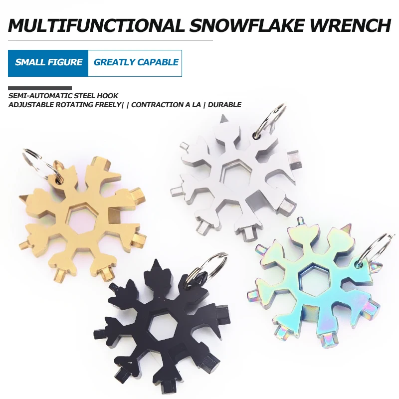 18-in-1 multifunctional portable stainless steel snowflake wrench