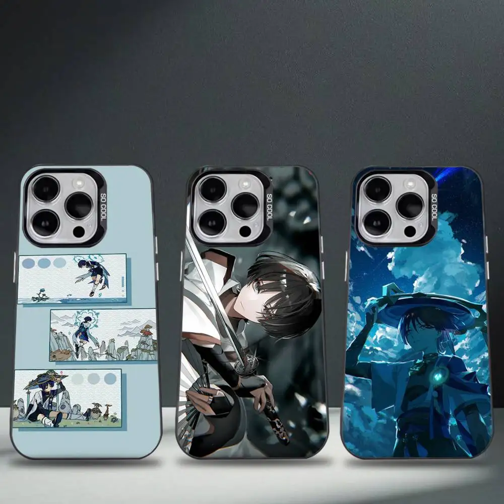 

S-Scaramouche G-Genshin Impact Phone Case For iPhone 17,16,15,14,13,12,11,Pro,Max,Plus,E,Air,Mini Black Tpu Cover