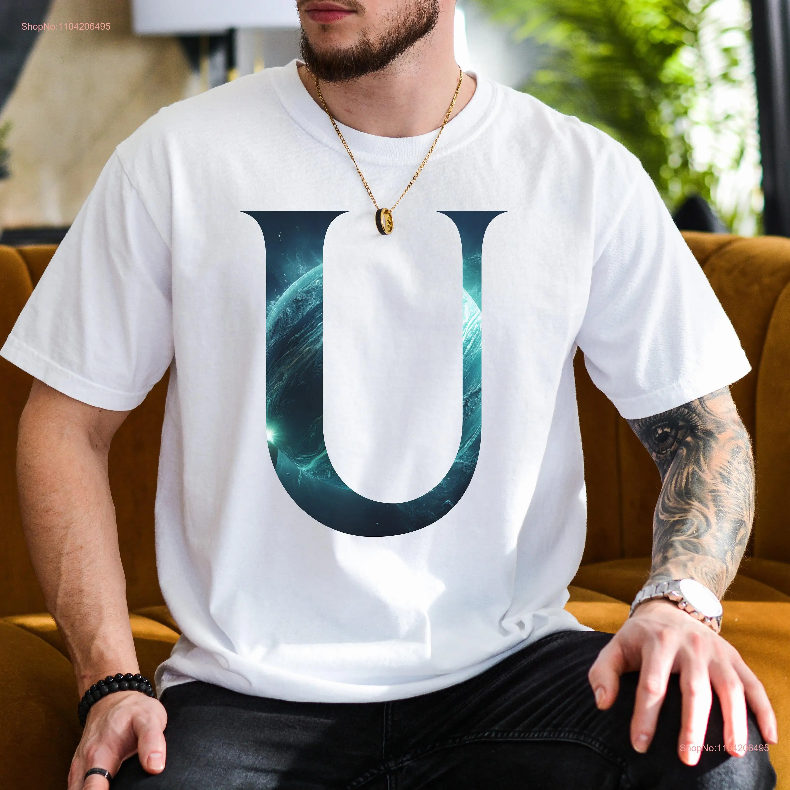 letter U uranus t shirt universe of planet science gift for space lovers unisex long or short sleeves