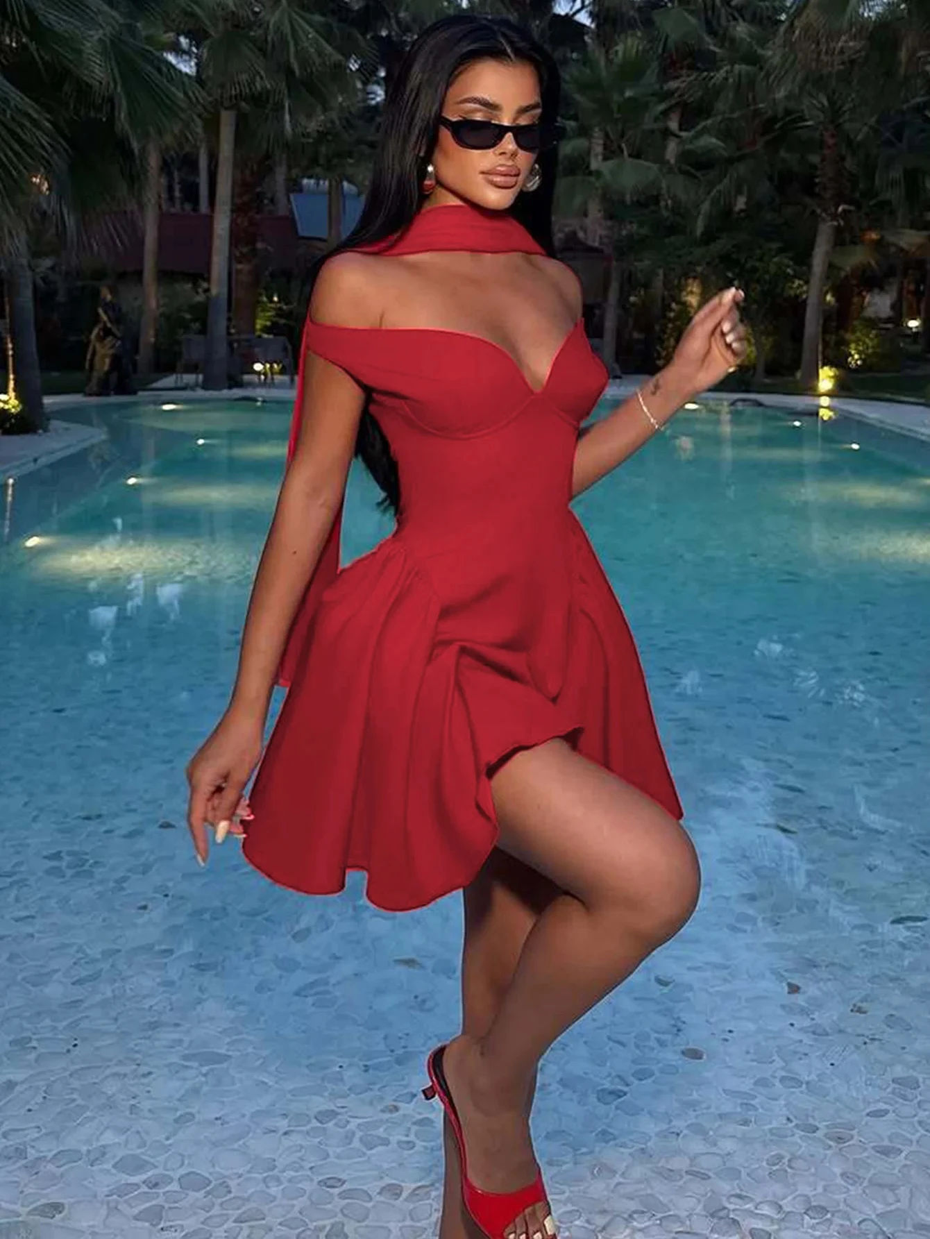 Dulzura Zomer Mode Sexy Off Schouder Backless Lint Slim Fit Mini Jurk Dames Effen Elegante Jurk Party Club Prom Kleding