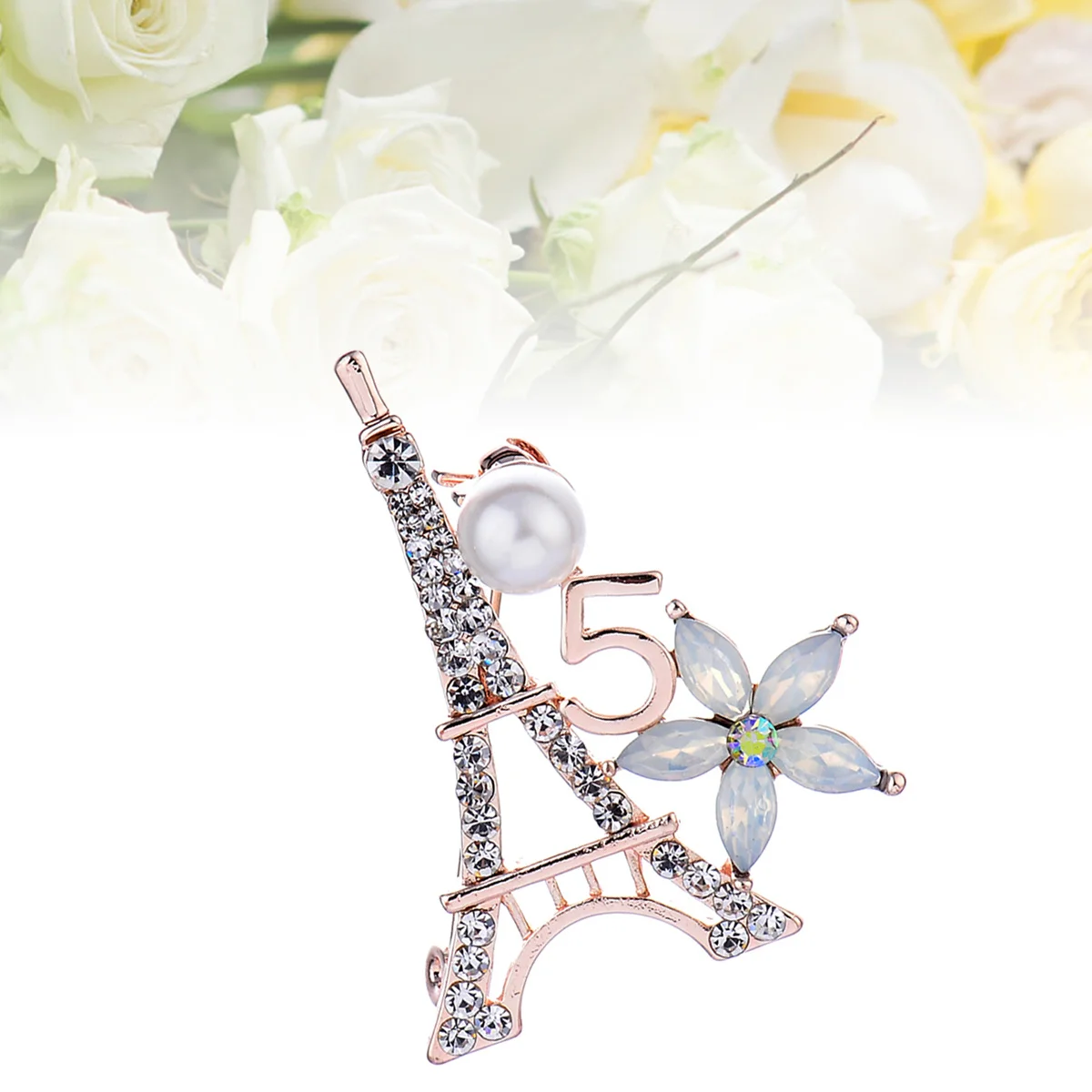 

Eiffel Tower Rhinestone Brooch Pin with Imitation Pearls Elegant Jewelry Accessory Gift for Women Daily Wear