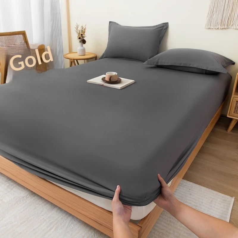 Fitted Bed Sheet Mattress Protector Brushed Cotton Solid Color Single Double Soft Dustproof Skin-Friendly Cover for Dormitory
