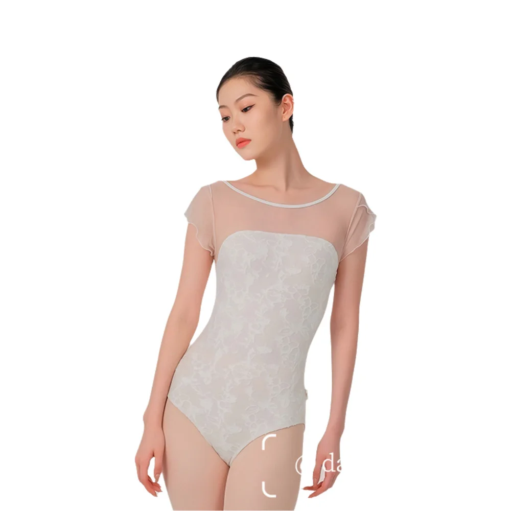 Balletto Danza Maglia Maniche con volant Professionale Temperamento femminile per adulti Dimagrante Danza Pratica yoga Body Suit