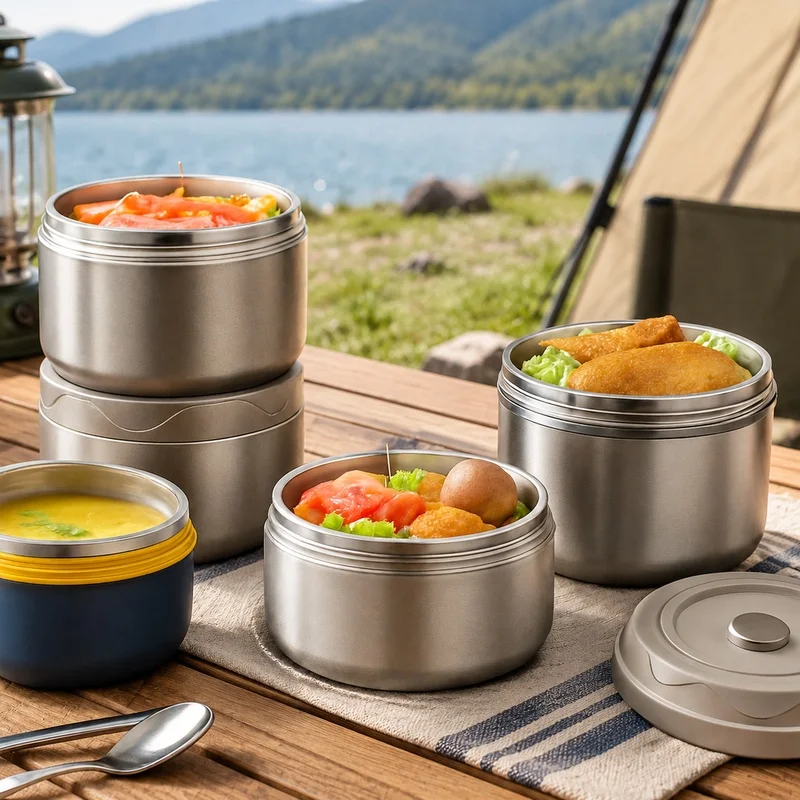 304 Stainless Steel Double-Layer Food Storage Box with Insulation and Carrying Pouch, Ideal for School and Work Lunches