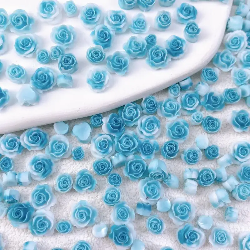 Zufällige gemischte Kamelie Nail Art Dekorationen See blau Harz Blütenknospen Nagel Charms Zubehör für die Herstellung von DIY Maniküre Lieferungen