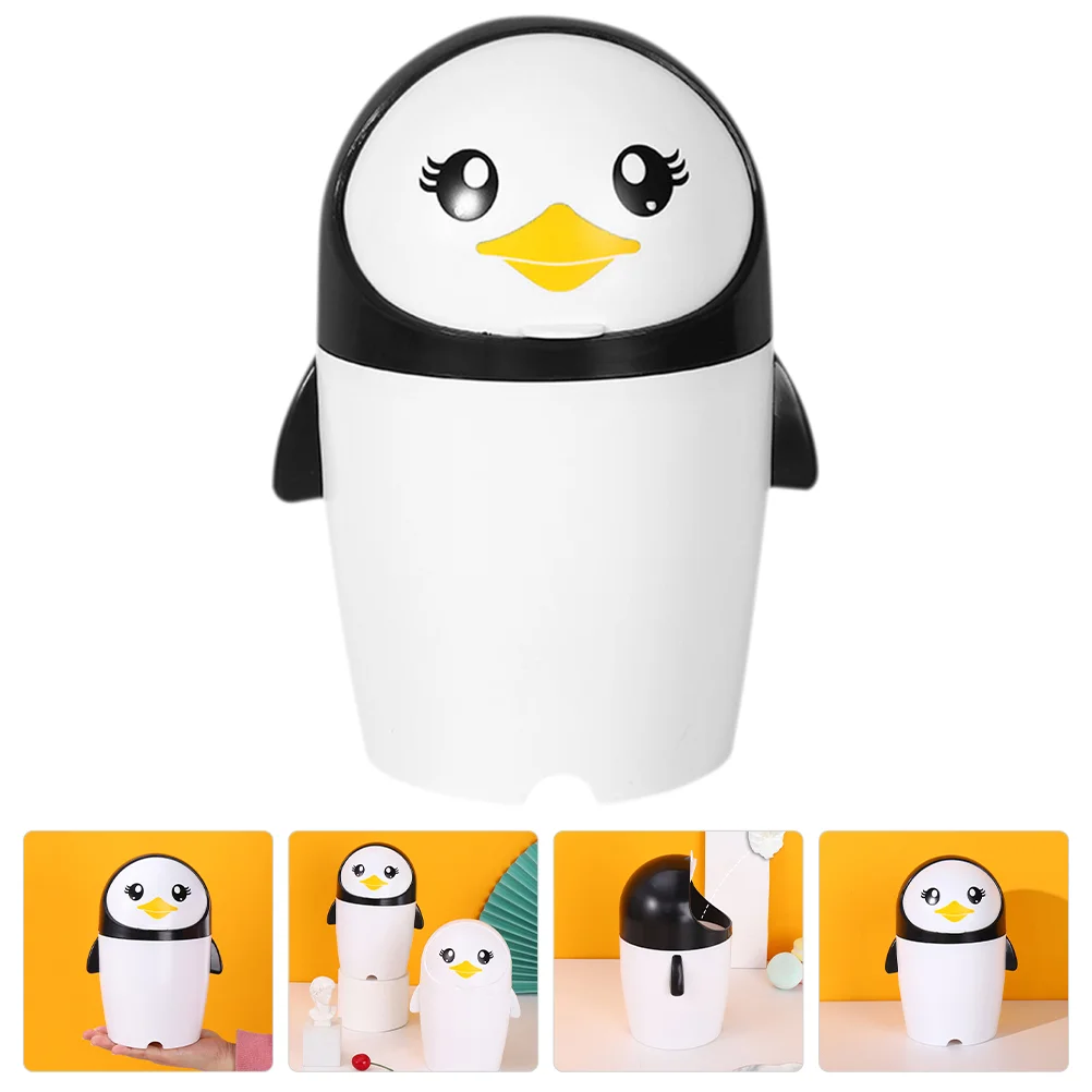 

Garbage Can Mini Desk Trash Penguin Rv Office Cans for near Dorm Bins Cartoon Desktop Countertop