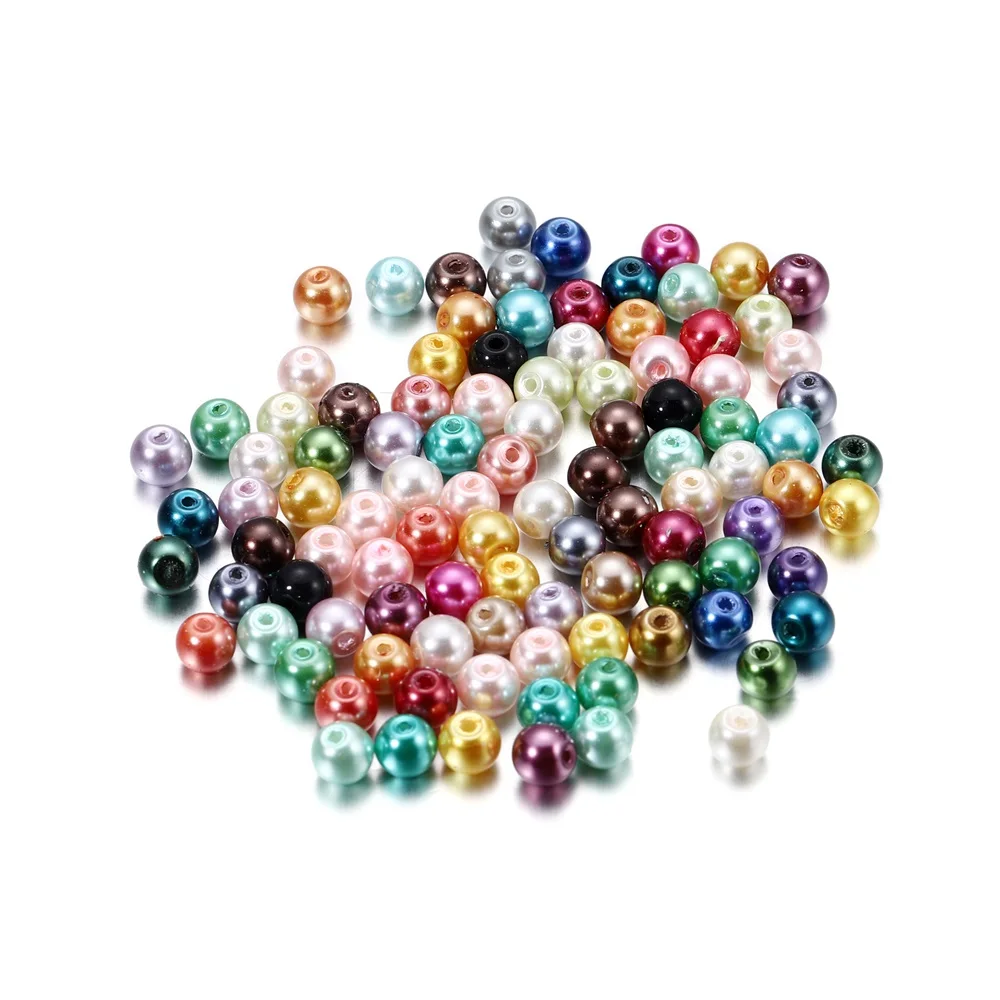 100pcs/lot 4-10mm Mixcolour Round Glass Beads Loose Beads Bracelet Earrings for DIY Jewelry Making Finding Accessories