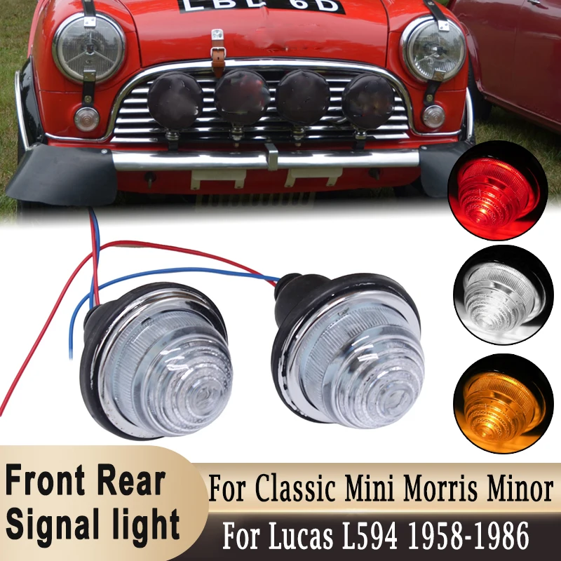 

LPB630 2Pcs Front Rear Brake Stop Light Turn Signal Light 72mm for Classic MINI MORRIS Minor Land Rover Lucas L594 1958-1986