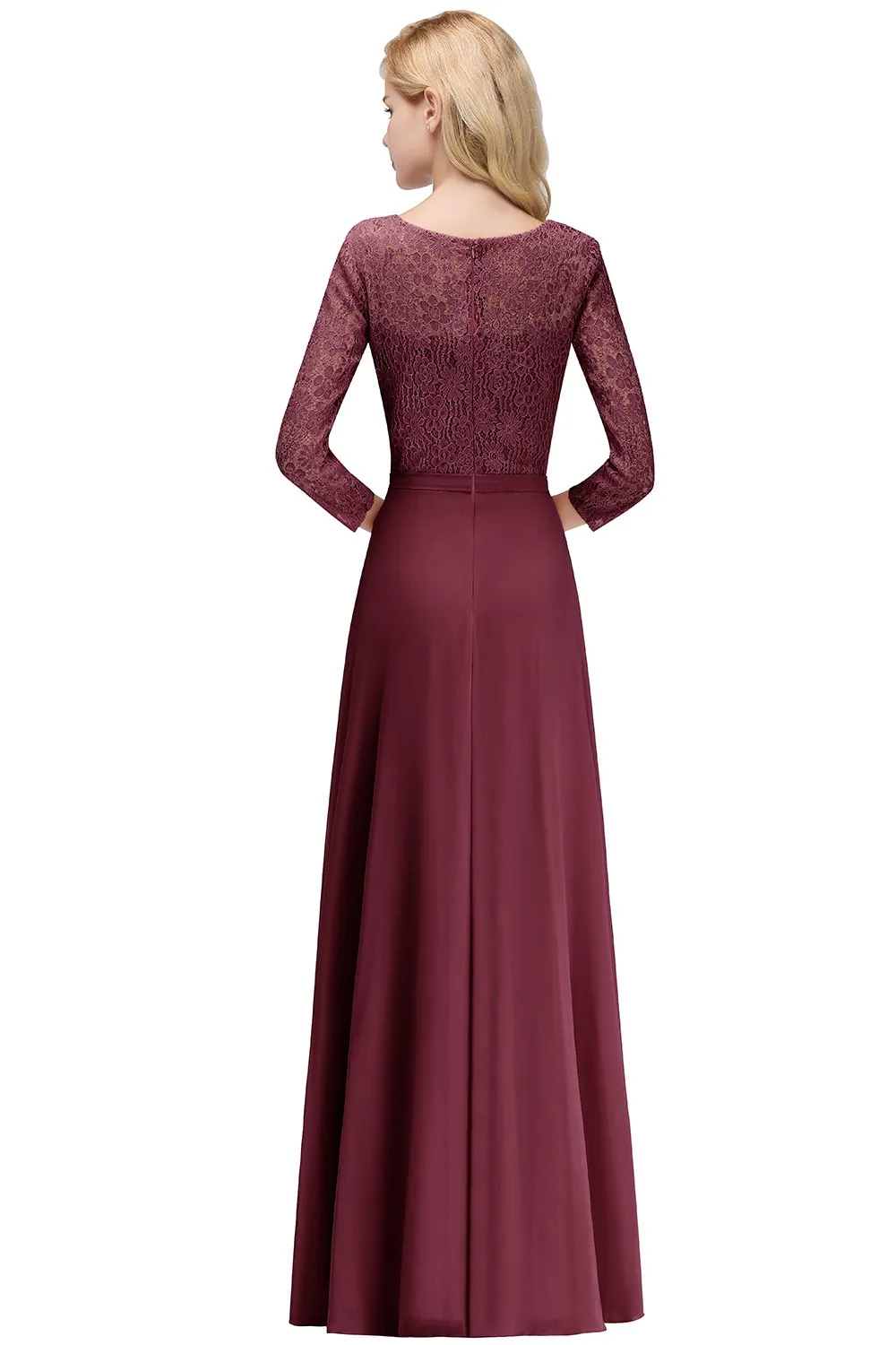 Long Sleeve Floral Lace Appqulies Evening Dress 2024 Navy Elegant Bridesmaid Dress Chiffon A-line Boho Wedding Party Guest Gown