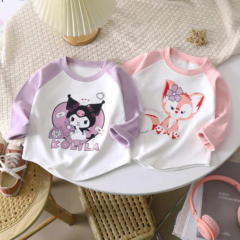 

Новая осенне-зимняя футболка Sanrio Kulomi, милый мультяшный Длинный топ, детская Удобная нижняя рубашка, домашняя одежда