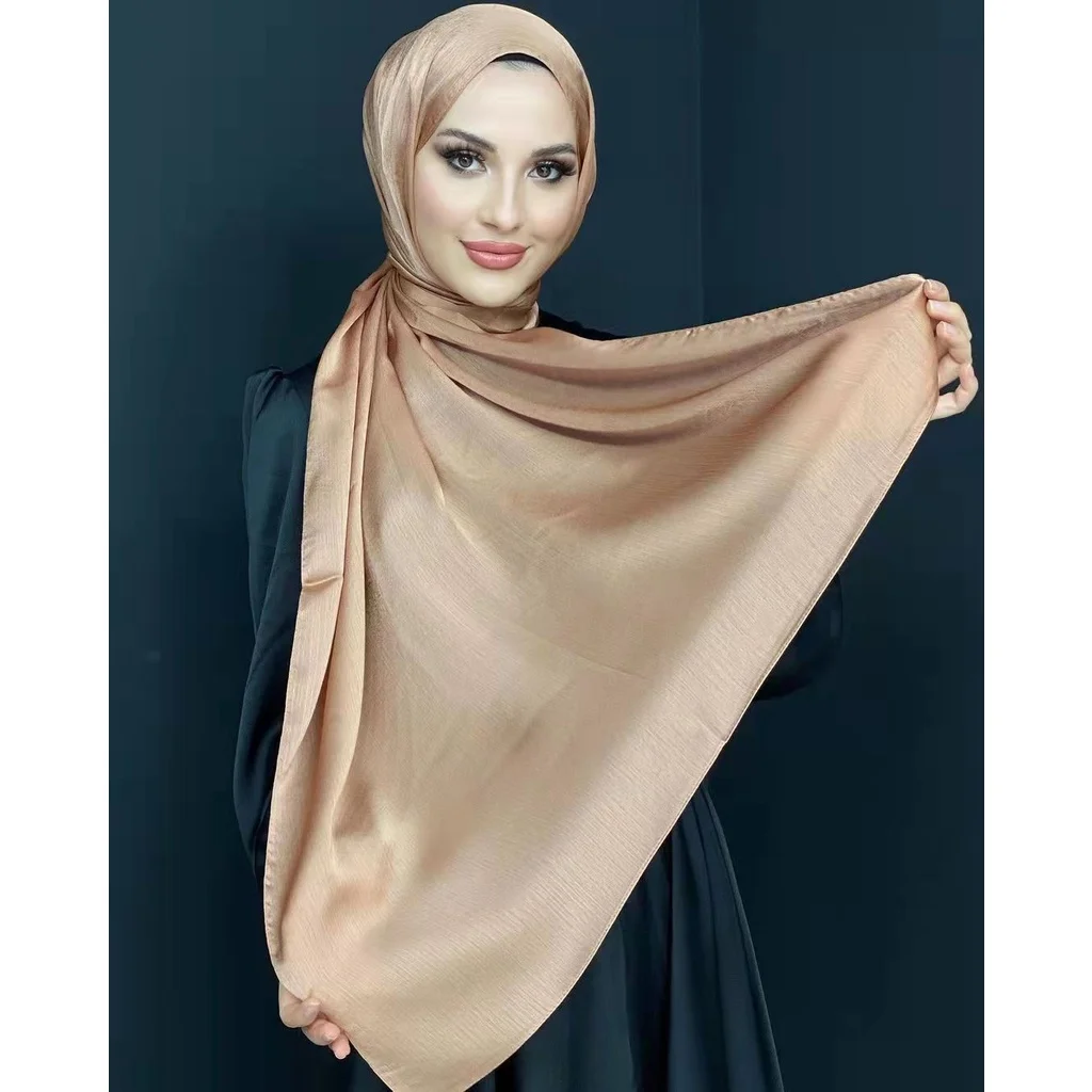 Muslim Satin Scarf Women Luxury Abaya Silk Hijab Islamic Crinkle Hijabs For Woman Instant Abayas Shawl Jersey Dress Turban