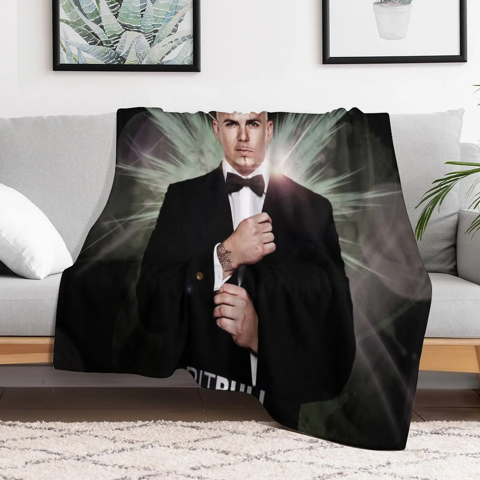 

Pitbull Mr.Worldwide Throw Blanket Luxury Decoratives Extra Large Throw Custom Blankets