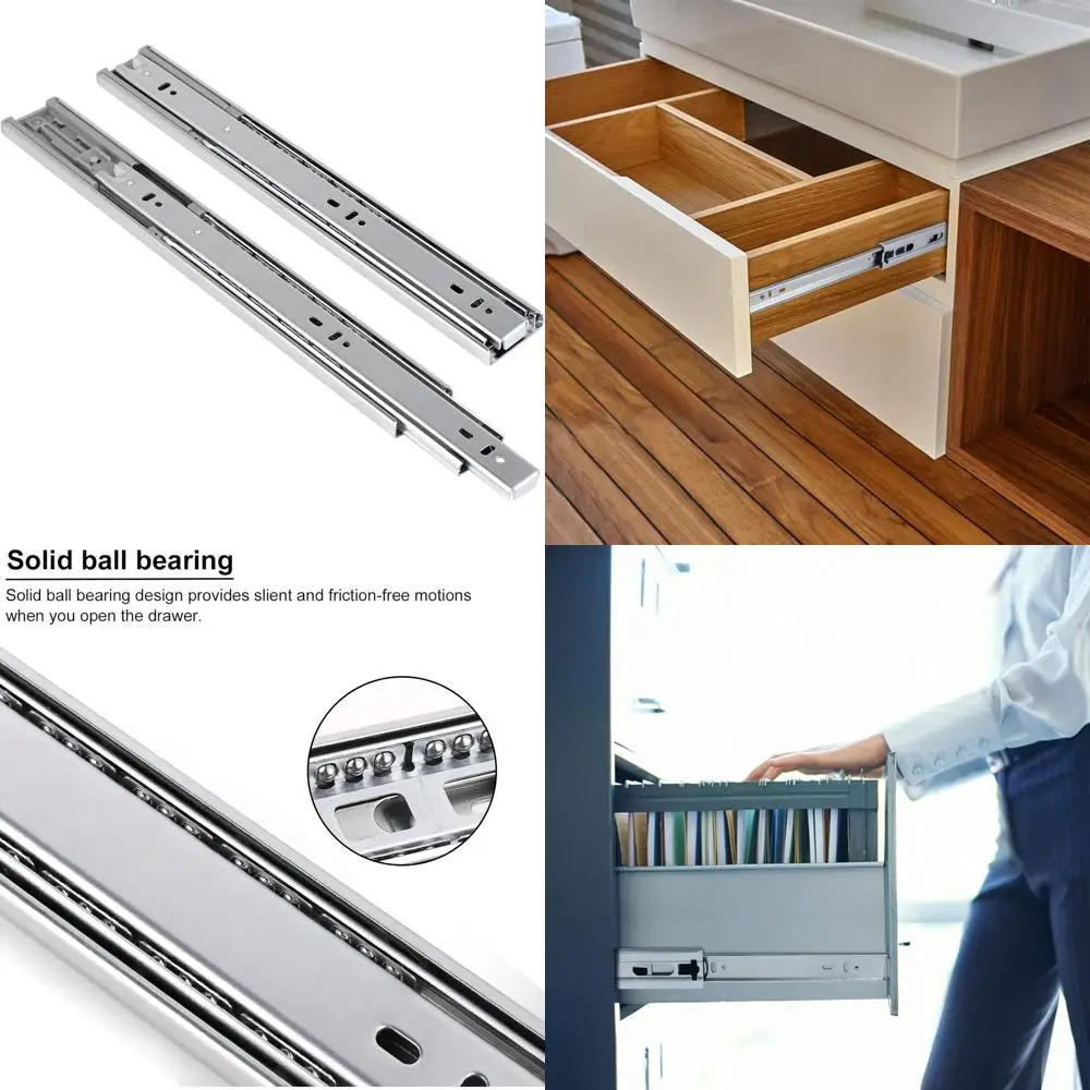 

6 Pair of 16 Inch Drawer Hardware Ball Bearing Side Mount Drawer Slides, Full Extension, Available in 12'',14'',16'',18'',20'',2