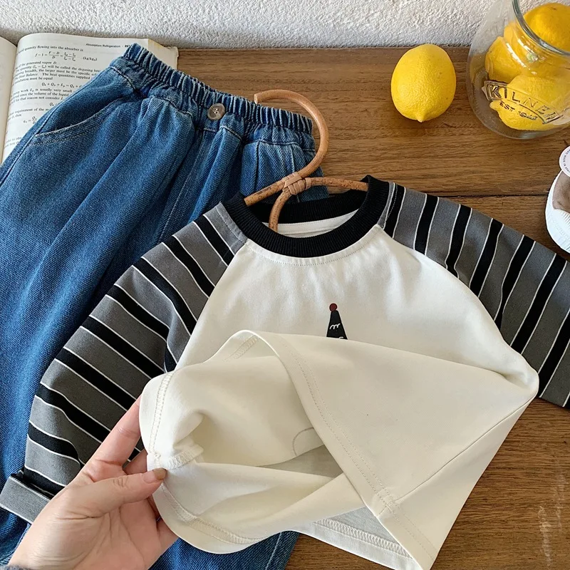 Boys Long Sleeve T-Shirt Kids Spring and Autumn Long Sleeve 2026 Spring Fashion New Cotton-Feel Top for Infants and Toddlers