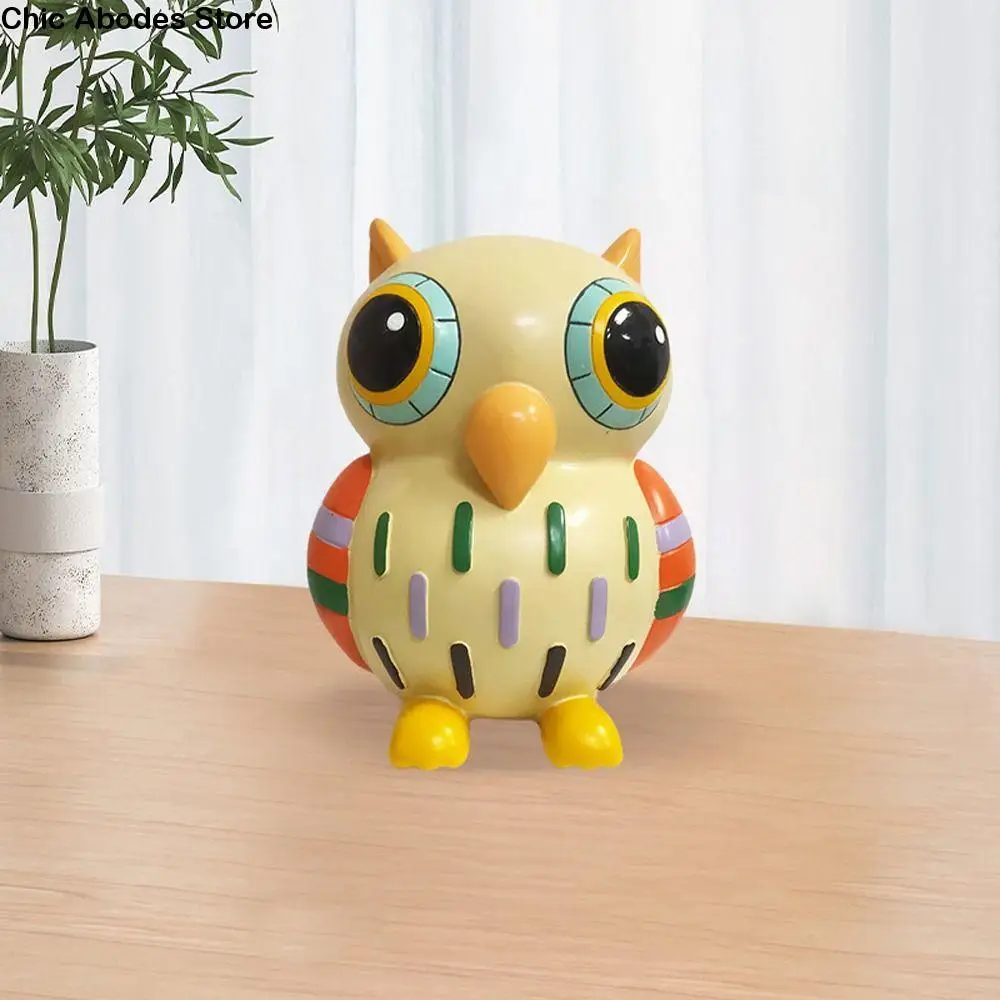 

Owl Ornaments Cartoon Owl Piggy Bank Resin Cute Children's Money Box Handicrafts Painted Animal Saving Box Bedroom