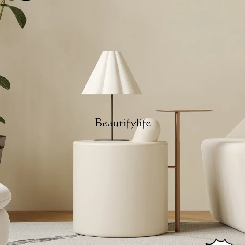 

z.French Retro Living Room Storage Small Coffee Table Light Luxury Modern Side Table Storage Stainless Steel