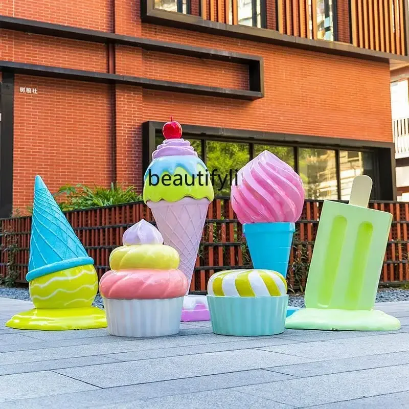 

Outdoor Simulation Dessert Store Creative Ice Cream Ice Cream Model Floor Ornaments Ice Candy GRP Sculpture