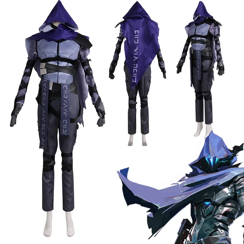 Trajes Game Valorant Fantasia para homens, roupas extravagantes, roupas adultas, cosplay masculino, traje disfarçado de festa carnavalesca, luvas