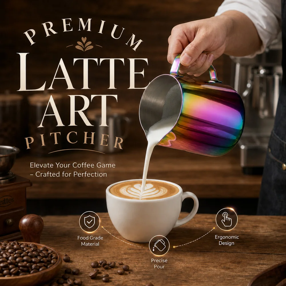 

Stainless Steel Colorful Milk Frothing Pitcher 350/450/600ml Latte Art Cup Barista Milk Steaming Pitcher for Espresso Cappuccino