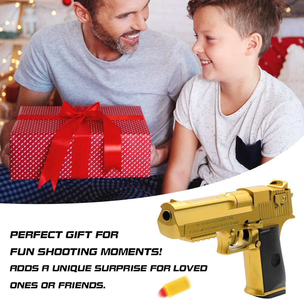 Mechanical Automatic Desert Eagle Toy Guns Shell Ejection Airsoft Pistol Continuous Firing Soft Bullet for Children Shooting