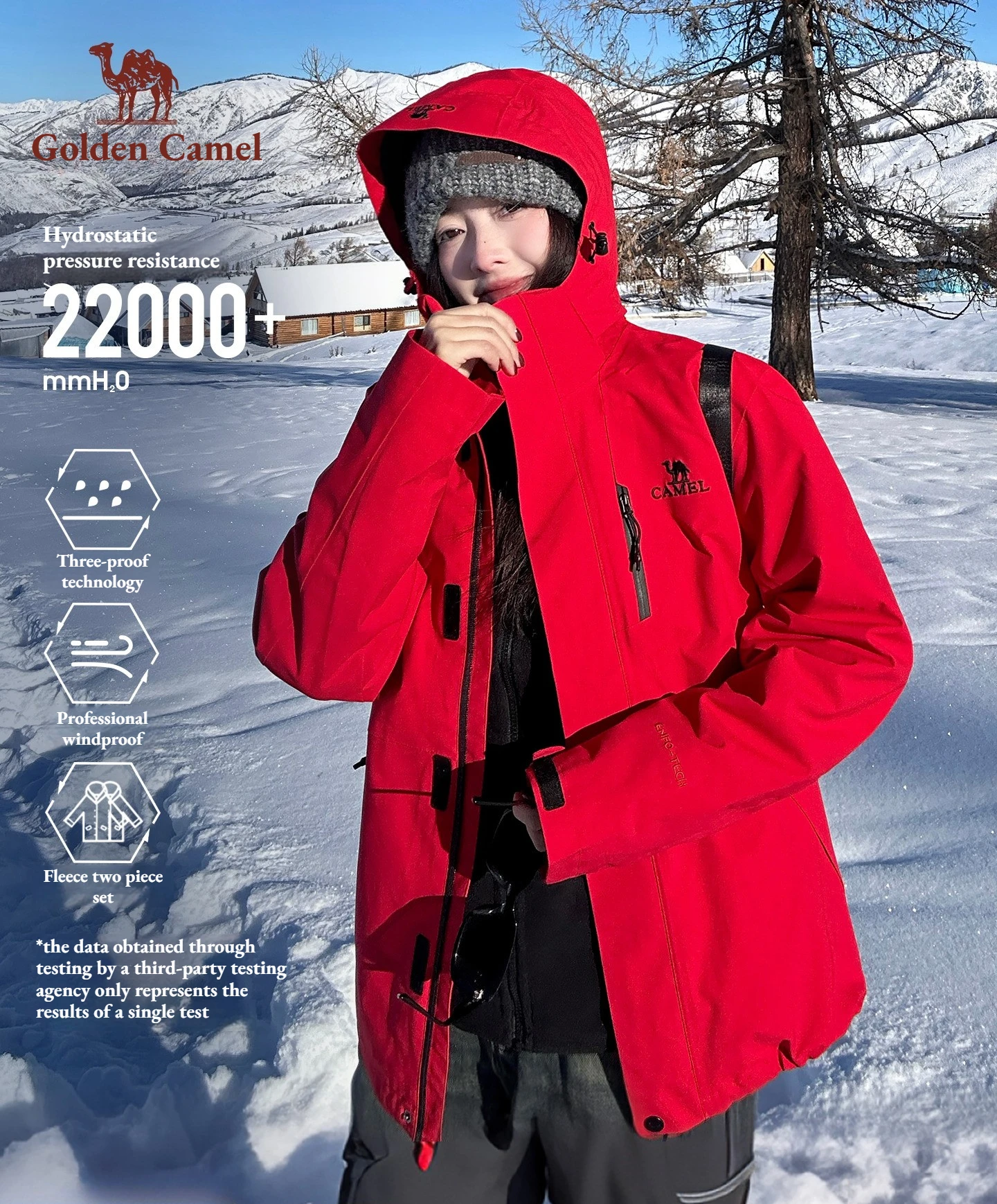 Golden Camel Men's Hard Shell Hiking Jackets Winter Autumn Windbreaker Waterproof 3in1 Fleece Jackets Outdoor Coat Windbreaker