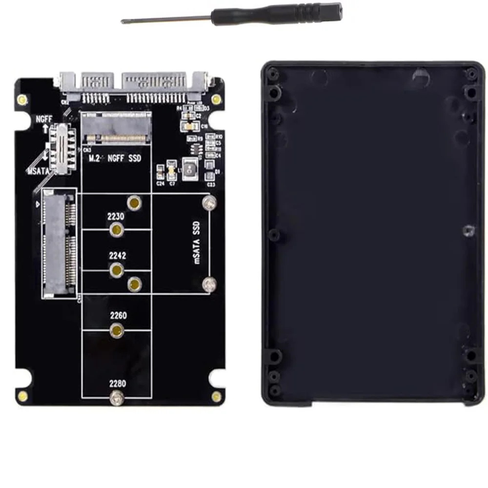 

JoniSerl Combo M.2 NGFF B-Key & mSATA SSD to SATA 3.0 Adapter Converter Case Enclosure with Switch