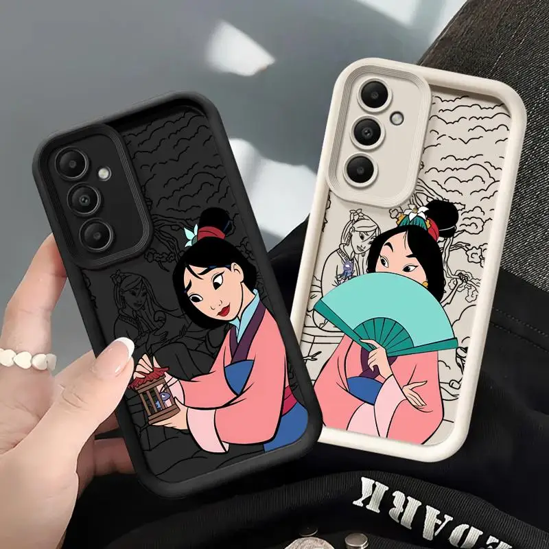 Phone case for Samsung Galaxy A55 A52 A33 cases A24 A15 A12 A23 A22 5G A54 A52s A53 A14 funda Cover Disney Princess Mulan Poetry