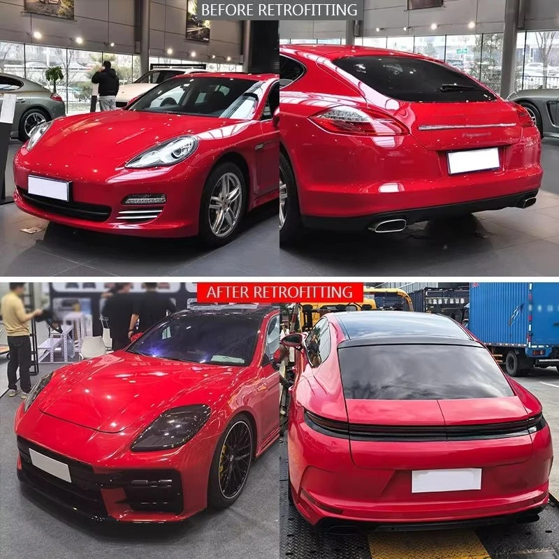 BodyKit New Front Bumper Lip with Fog Light Cut-Outs and Rear Bumper for Panamera 2009-2016 970 Car Upgrade Modified 976 GTS/SD.