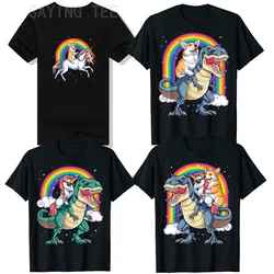 Corgi Unicorn Riding Dinosaur T Rex T-Shirt Cute Kids Boys Girls Rainbow Gift Corgicorn Space Galaxy Graphic Tee Aesthetic Tops